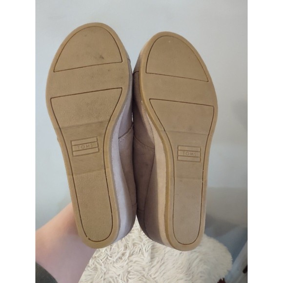 TOMS Wedge Booties Size 8 Womens Tan Suede Comfort Lace up Ankle Boot Leather - Picture 9 of 9
